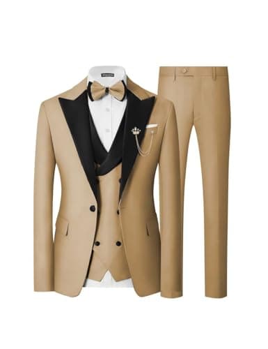 SPTALLFITJSV Mens Slim Fit Double Breasted Tuxedo Suit for Wedding Prom Dinner