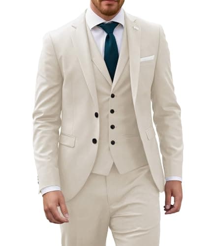Wangyue Mens Slim Fit 3-Piece Prom Wedding Suit with Blazer Vest Pant