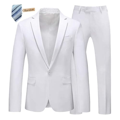 Mogu Men's Slim Fit 2-Piece Tuxedo Suit for Weddings and Formal Events