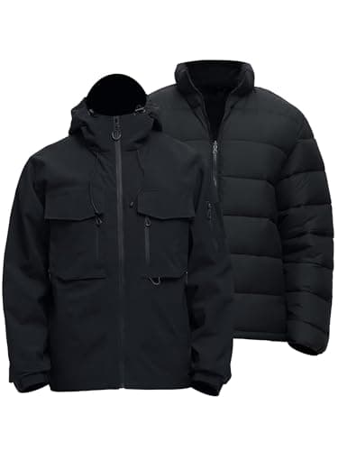 Rejork Men's 3-in-1 Waterproof Ski Warm Snow Rain Coat