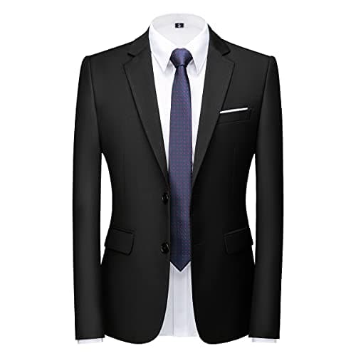 KUDORO Mens Slim Fit 3 Piece Tuxedo Suit Two Button Jacket & Trouser Vest Casual Wedding Prom
