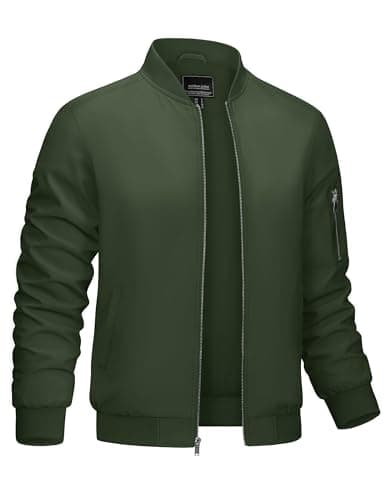 CRYSULLY Men's Lightweight Bomber Jacket for Spring Fall Casual Windbreaker