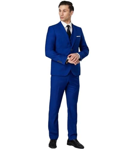 TweedLad Men's Slim Fit 3-Piece Business Casual Suit Set with Tie