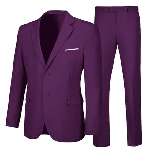 Elionm Men's Slim Fit 2-Piece Business Wedding Tuxedo Suit Jacket and Pants