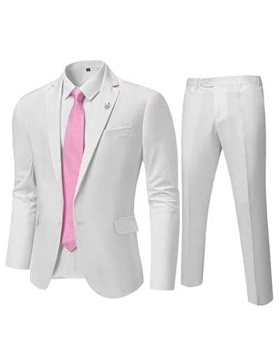 MY'S Men's Slim Fit Two-Piece Suit Notch Lapel Jacket and Pants Wedding Party Blazer