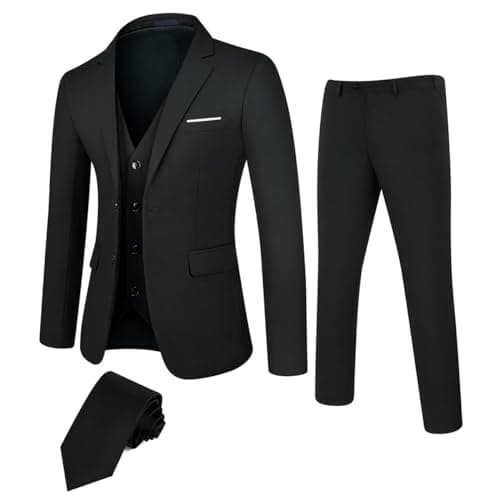 TweedLad Men's Slim Fit 3-Piece Business Casual Suit Set with Tie