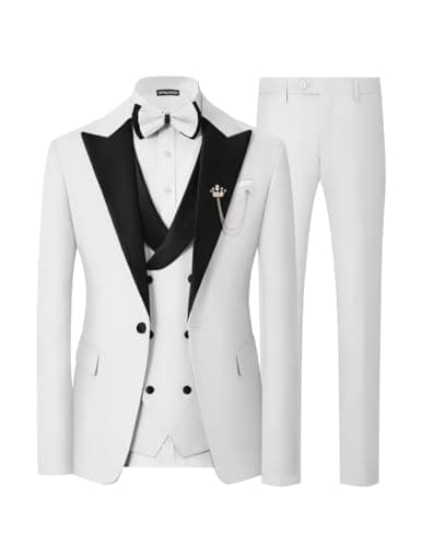 SPTALLFITJSV Mens Slim Fit Double Breasted Tuxedo Suit for Wedding Prom Dinner