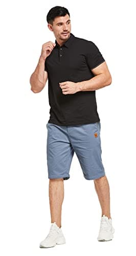 JustSun Men's Classic Fit Cotton Shorts with Elastic Waist and Pockets