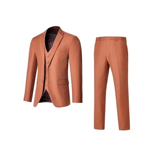 DEETRUST Men's Slim Fit 3 Piece Suit Set with Blazer and Multi-Functional Pockets