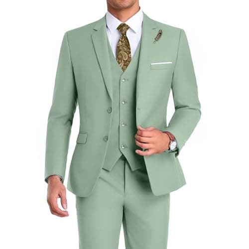 Mrbuerly Men's Slim Fit 3-Piece Suit for Groomsmen with Tie and Pants XS/36-30