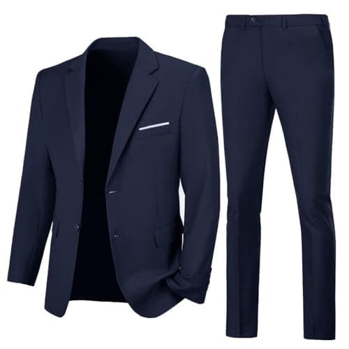 Lynerun Men's Slim Fit 2-Piece Prom Tuxedo Suit Jacket and Pants Set
