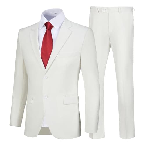 Amyox Men's Slim Fit Two Piece Wedding Prom Suit Jacket & Pants Set