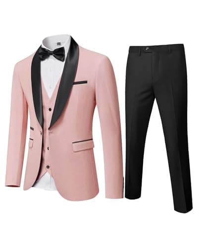 MY'S Mens Winter Slim Fit Tuxedo Suit Shawl Lapel 3-Piece Set