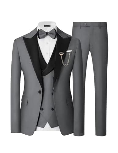 SPTALLFITJSV Mens Slim Fit Double Breasted Tuxedo Suit for Wedding Prom Dinner