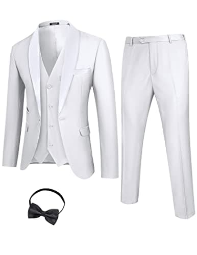 COOFANDY Men's Slim Fit Tuxedo Suit 3-Piece Set with Tie