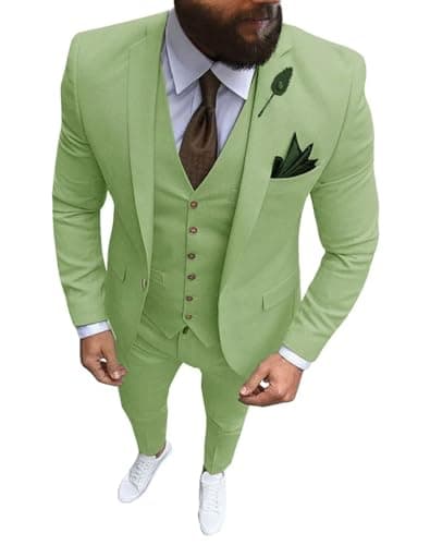 Wangyue Men's Slim Fit 3 Piece Suit Set