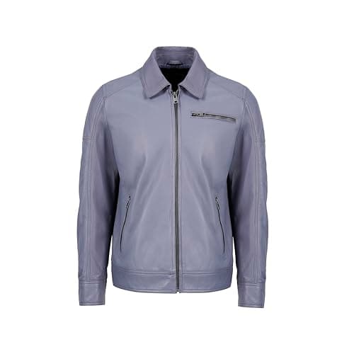 Men's Premium Real Lambskin Polo Collar Jacket - Classic Style