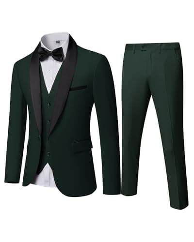 MY'S Mens Winter Slim Fit Tuxedo Suit Shawl Lapel 3-Piece Set