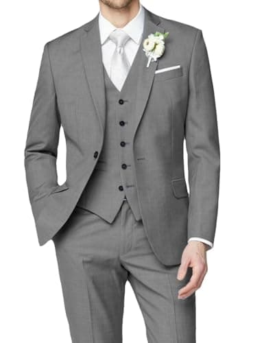 HUUTOE Men's Slim Fit Wedding Groomsmen Tuxedo Set Blazer Jacket Pants