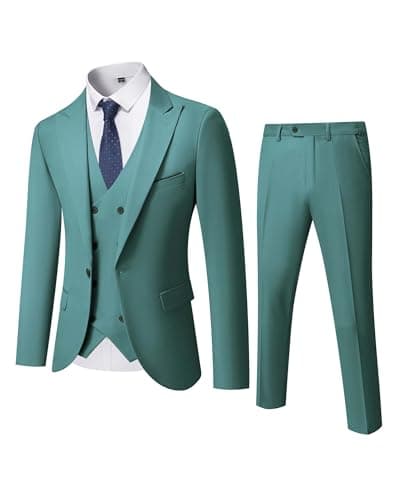 YND Men's Slim Fit 3-Piece Business Suit Set with Blazer & Vest