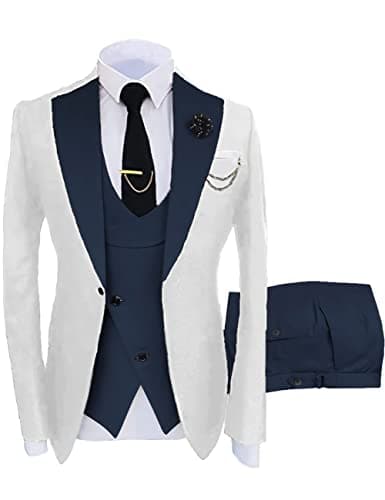 Wangyue Men's Slim Fit 3-Piece Suit for Weddings and Formal Events