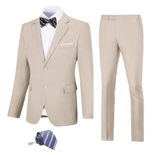 Slim Fit Suit Set for Men: Solid Color Jacket, Pants, and Tie