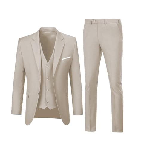 Diaryan Men's Slim Fit 3-Piece Wedding Suit Groomsmen Tuxedo