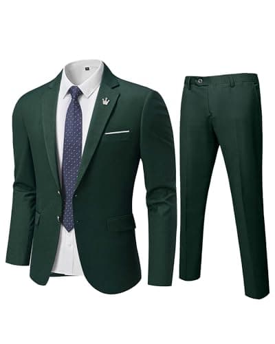 MY'S Men's Slim Fit Two-Piece Suit Notch Lapel Jacket and Pants Wedding Party Blazer