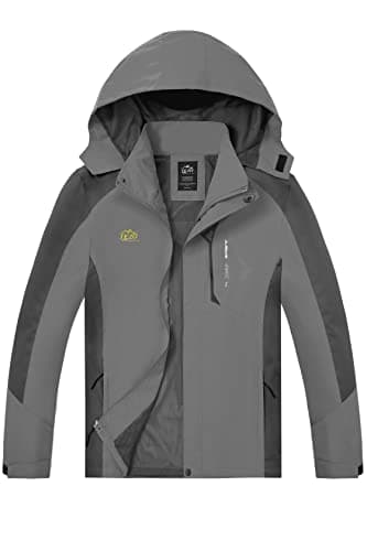 TEZO Men's Hooded Rain Jacket - Waterproof Hiking Windbreaker