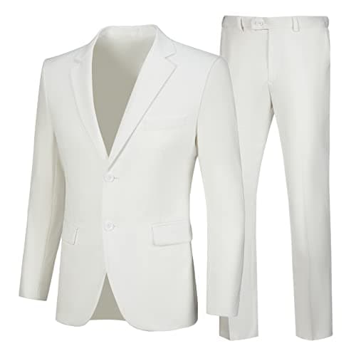 Elionm Men's Slim Fit 2-Piece Business Wedding Tuxedo Suit Jacket and Pants