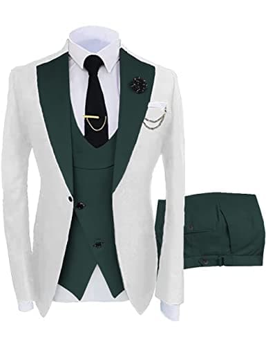 Wangyue Men's Slim Fit 3-Piece Suit for Weddings and Formal Events