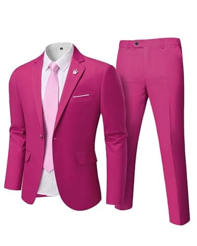 Hihawk Men's Slim Fit Suit with Stretch Jacket & Pants Set