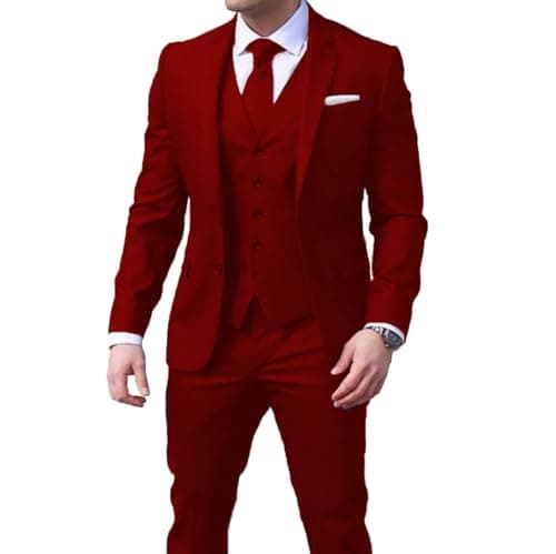 Loravita Men's Slim Fit Notched Lapel Business Suit Set for Formal Occasions