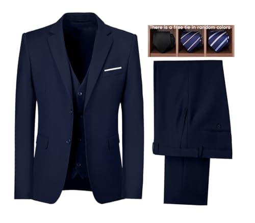 Wudli Mens Slim Fit 3-Piece Groomsmen Wedding Suit Notched Lapel Tuxedo Jacket Pants Vest Set