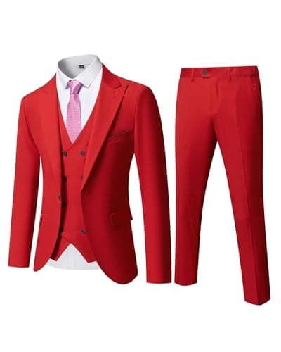 YND Men's Slim Fit 3-Piece Business Suit Set with Blazer & Vest