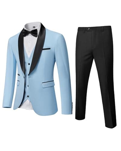 MrSure Men's Slim Fit 3 Piece Tuxedo Suit - Premium Jacket, Vest & Pants Set
