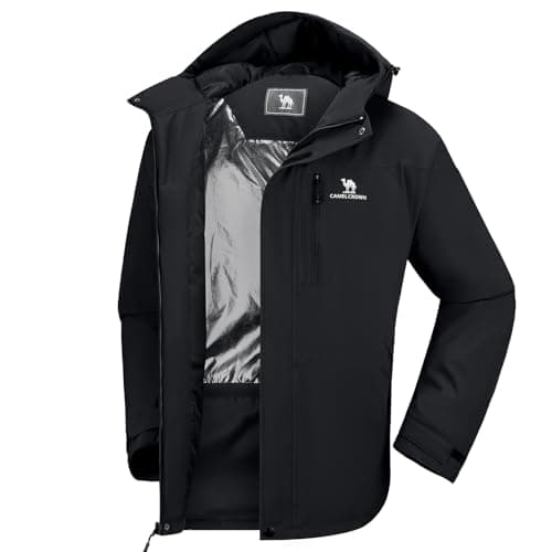 CAMEL CROWN Men's Waterproof Ski Jacket for Winter Hiking Rain Snow