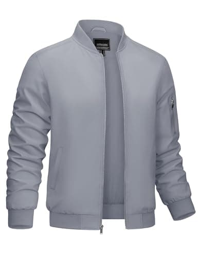 CRYSULLY Men's Lightweight Bomber Jacket for Spring Fall Casual Windbreaker