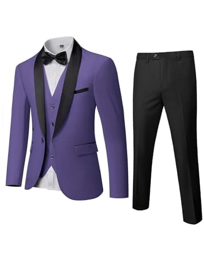 MrSure Men's Slim Fit 3 Piece Tuxedo Suit - Premium Jacket, Vest & Pants Set