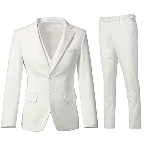 ZKHOECR Men's 3-Piece Slim Fit Two-Button Suit Set Jacket & Pants