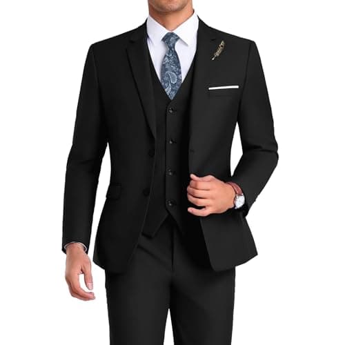 Mrbuerly Men's Slim Fit 3-Piece Suit for Groomsmen with Tie and Pants XS/36-30
