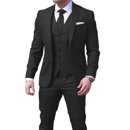 Loravita Men's Slim Fit Notched Lapel Business Suit Set for Formal Occasions