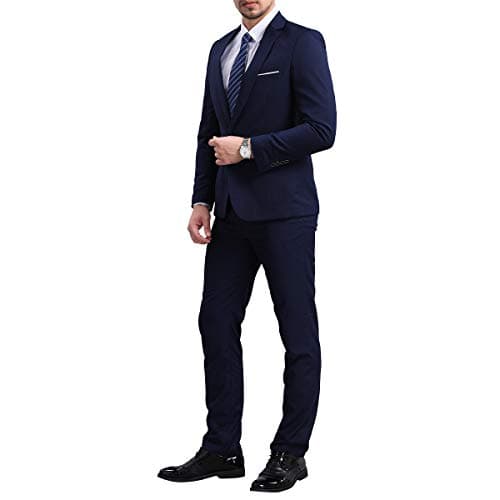 YFFUSHI Men's Slim Fit One-Button Casual Wedding Suit Set