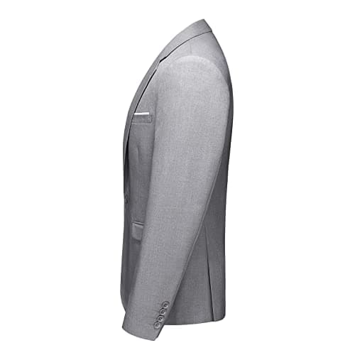 KUDMOL Mens Slim Fit 2-Piece Solid Casual Suit Jacket & Pants Set