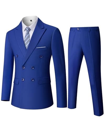 YND Men's Slim Fit 3 Piece Stretch Suit with One Button Blazer Pants, Party & Wedding