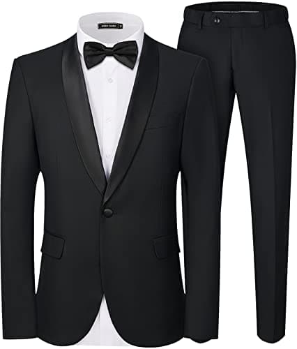 WEEN CHARM Men's Slim Fit 2-Piece Tuxedo Set