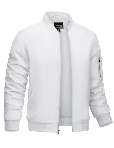 CRYSULLY Men's Lightweight Bomber Jacket for Spring Fall Casual Windbreaker