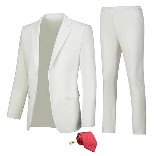 Fesenbo Men's Slim Fit 2-Piece Business Suit Blazer and Pants for Prom and Weddings