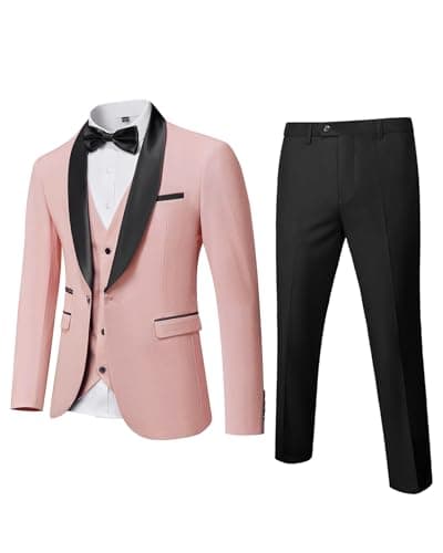 MrSure Men's Slim Fit 3 Piece Tuxedo Suit - Premium Jacket, Vest & Pants Set