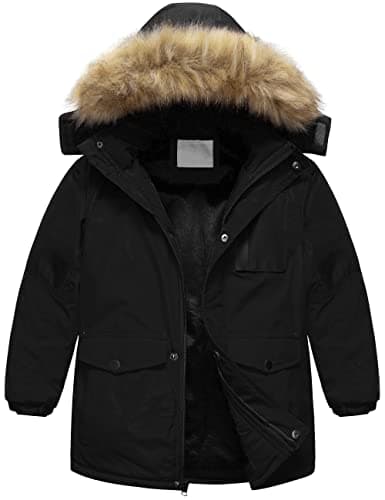 Chrisuno Boys' Waterproof Long Parka Winter Windbreaker Coat